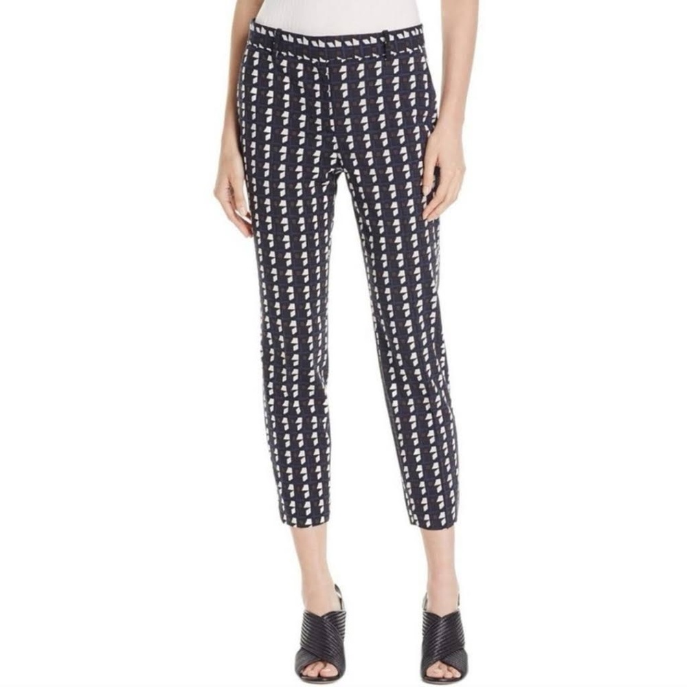 Theory Treeca 2 Geo Plaid Wool Crop Trouser Pants Size 8